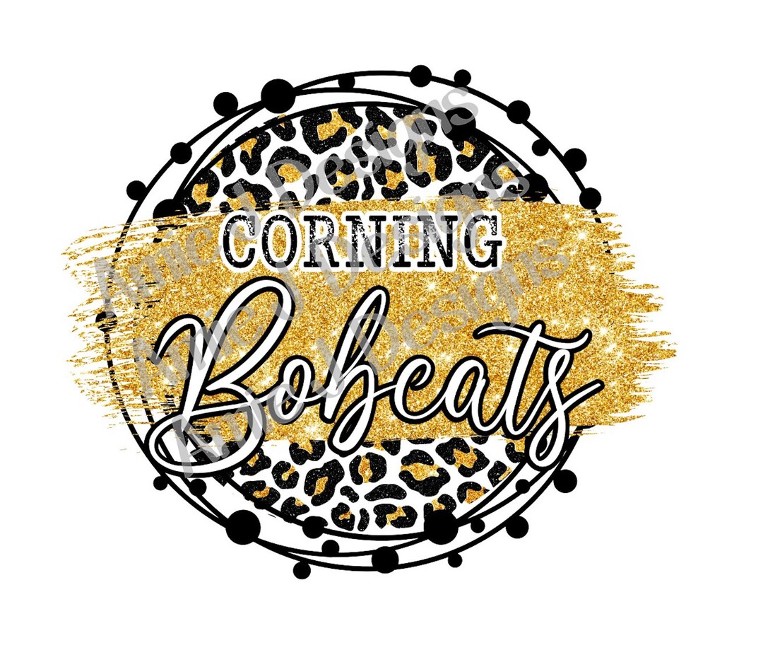 Corning Bobcats Gold Center Grunge Leopard Distressed Circle Etsy