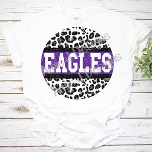 Purple Eagles Leopard Glitter Circle PNG Sublimation Design - Etsy