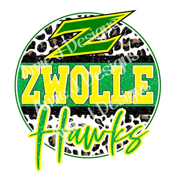 Zwolle Hawks Mascot Version Glitter Louisiana PNG Sublimation Design Digital Download Clipart