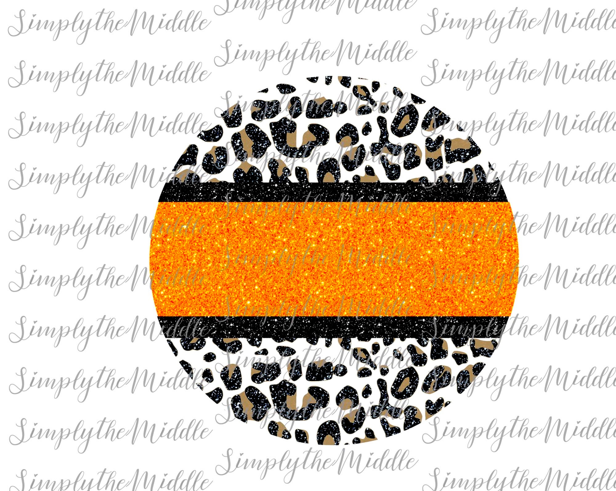 Orange Leopard Glitter Circle PNG Sublimation Design Digital Download…
