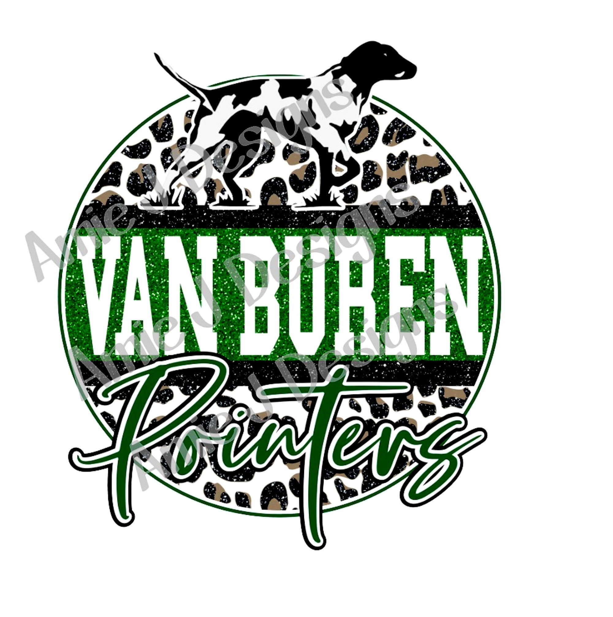 Van Buren Pointers Mascot Version Glitter Arkansas