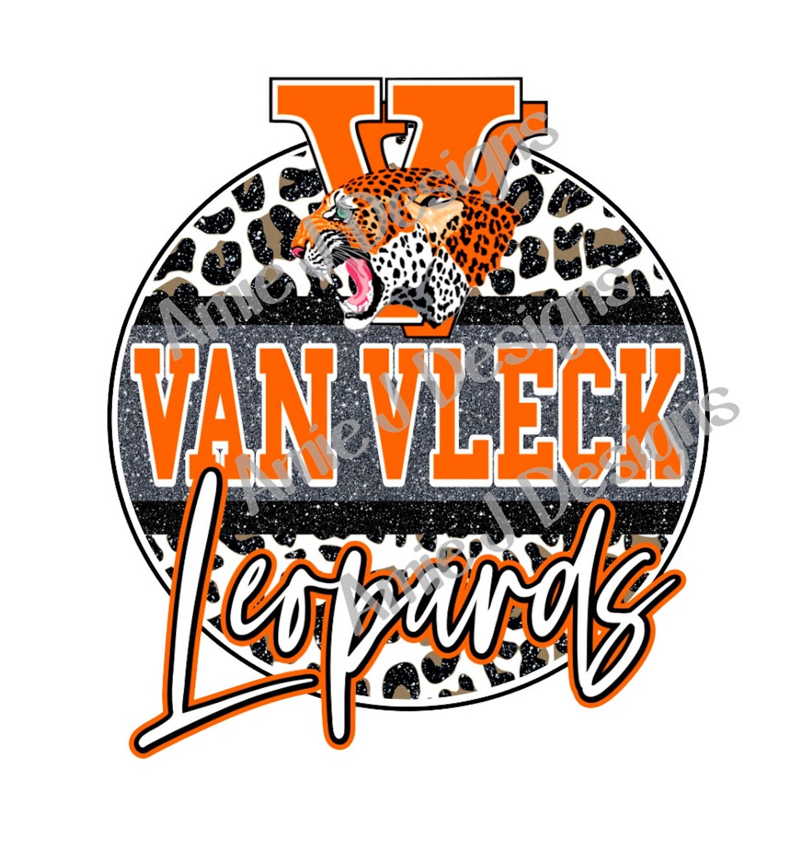 Van Vleck Leopards Mascot Version Glitter Texas PNG Etsy