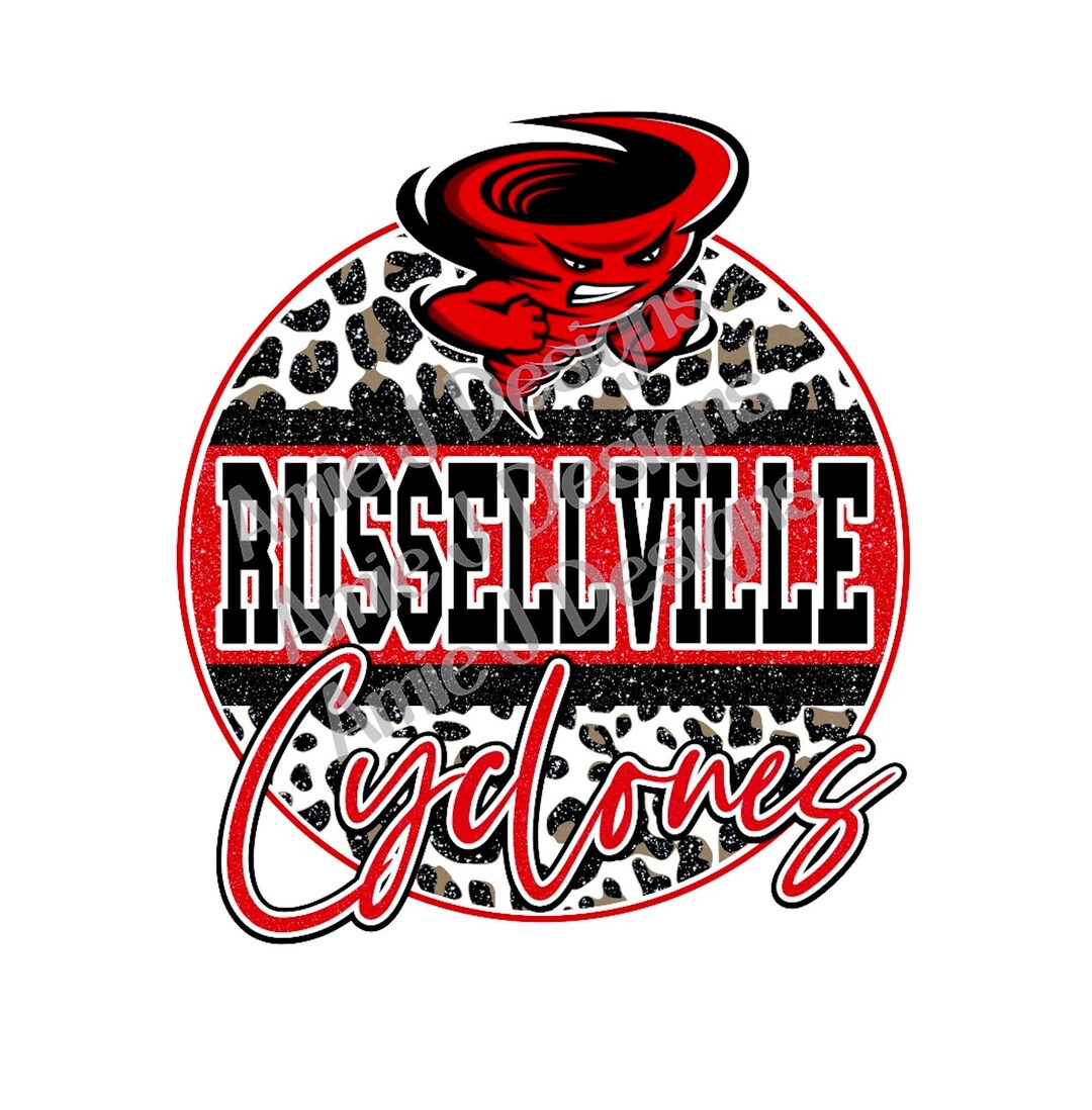 Russellville Cyclones Mascot Version Glitter Arkansas PNG Sublimation