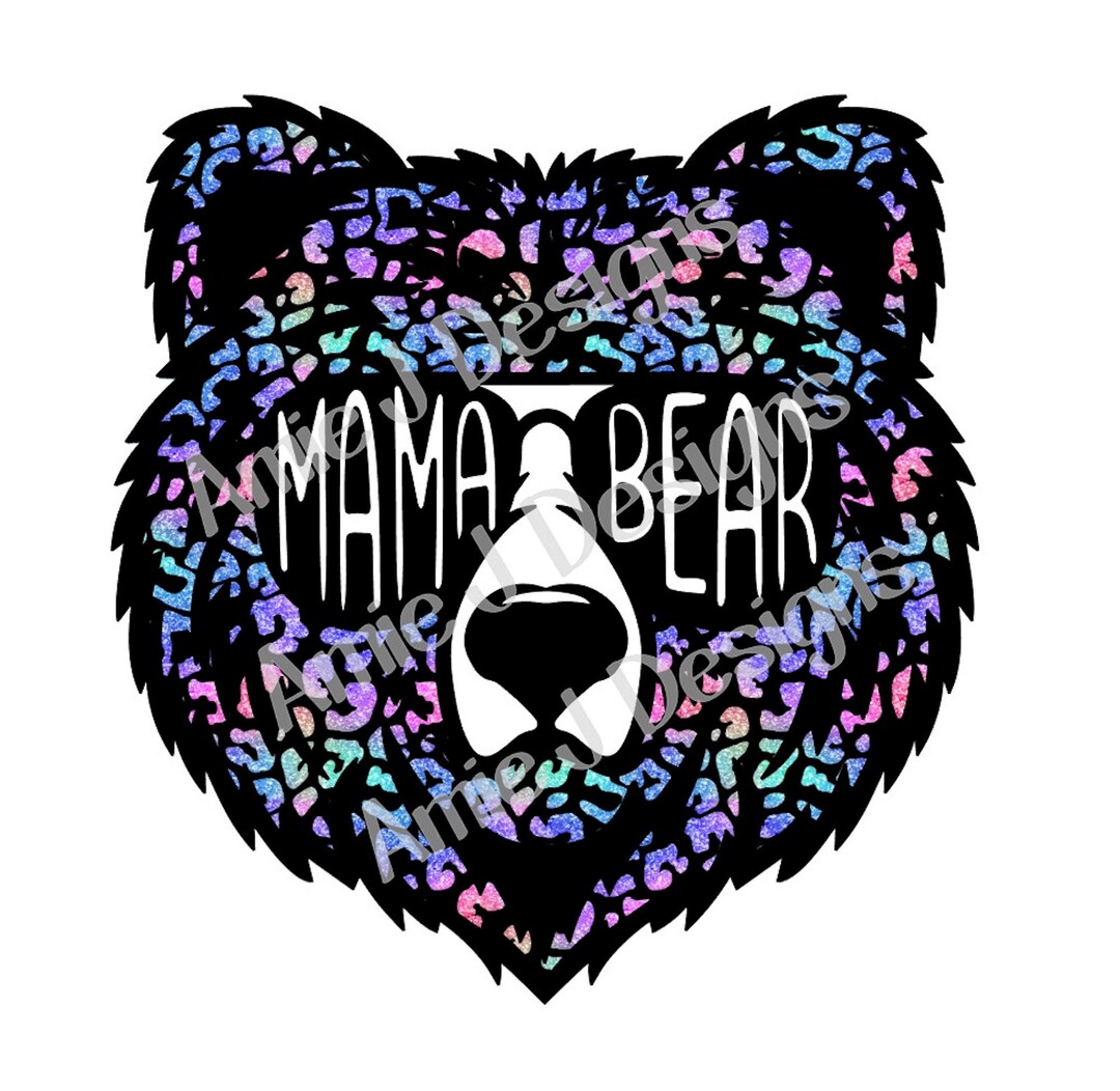 Mama Bear Bright Glitter Leopard PNG Sublimation Design - Etsy