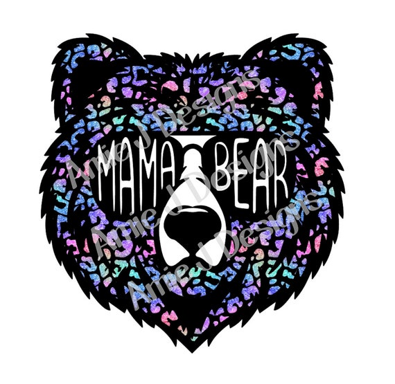 Mama Bear Bright Glitter Leopard PNG Sublimation Design | Etsy