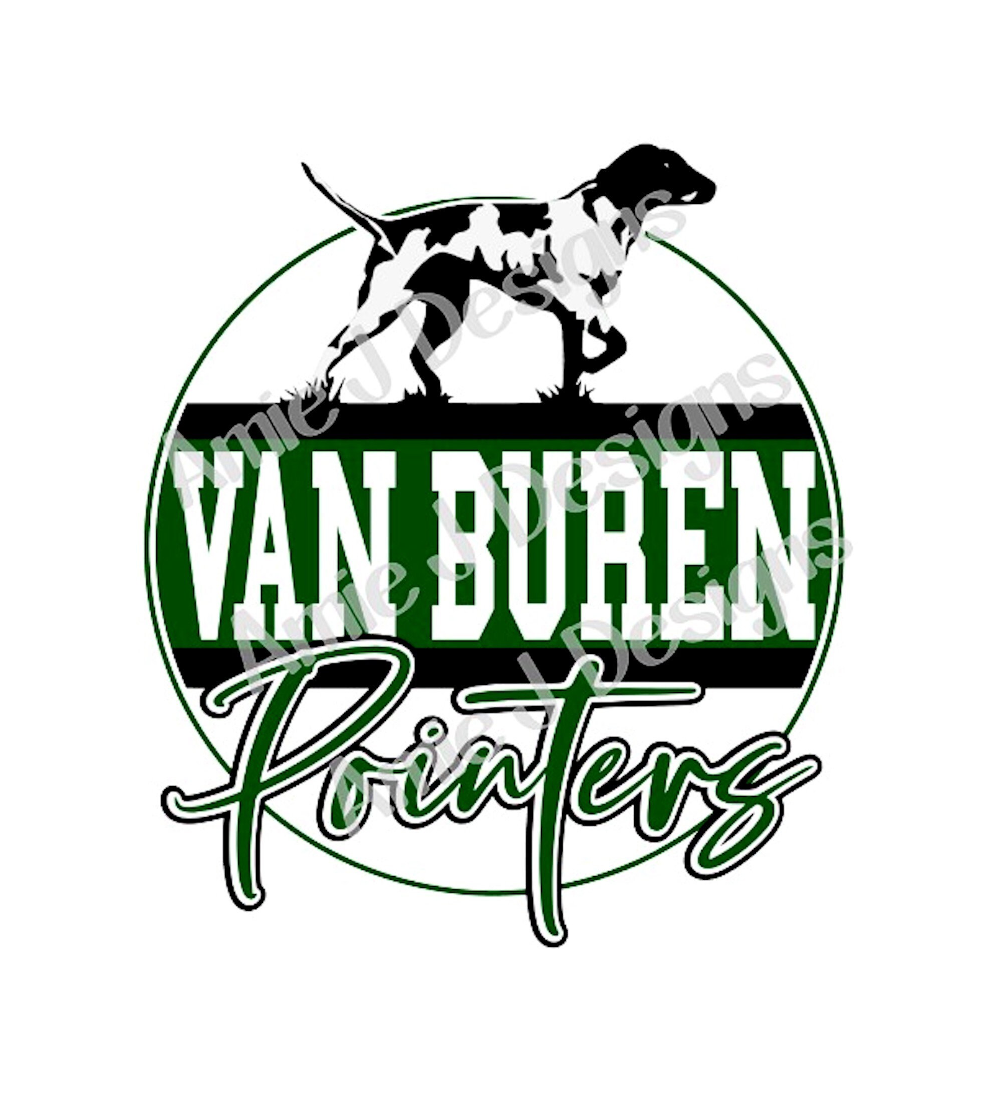 Van Buren Pointers Mascot Circle No Glitter Version Arkansas