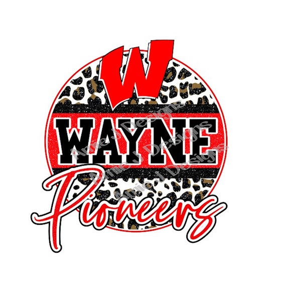 Wayne Pioneers Mascot Version Glitter West Virginia PNG Sublimation Design Digital Download Clipart