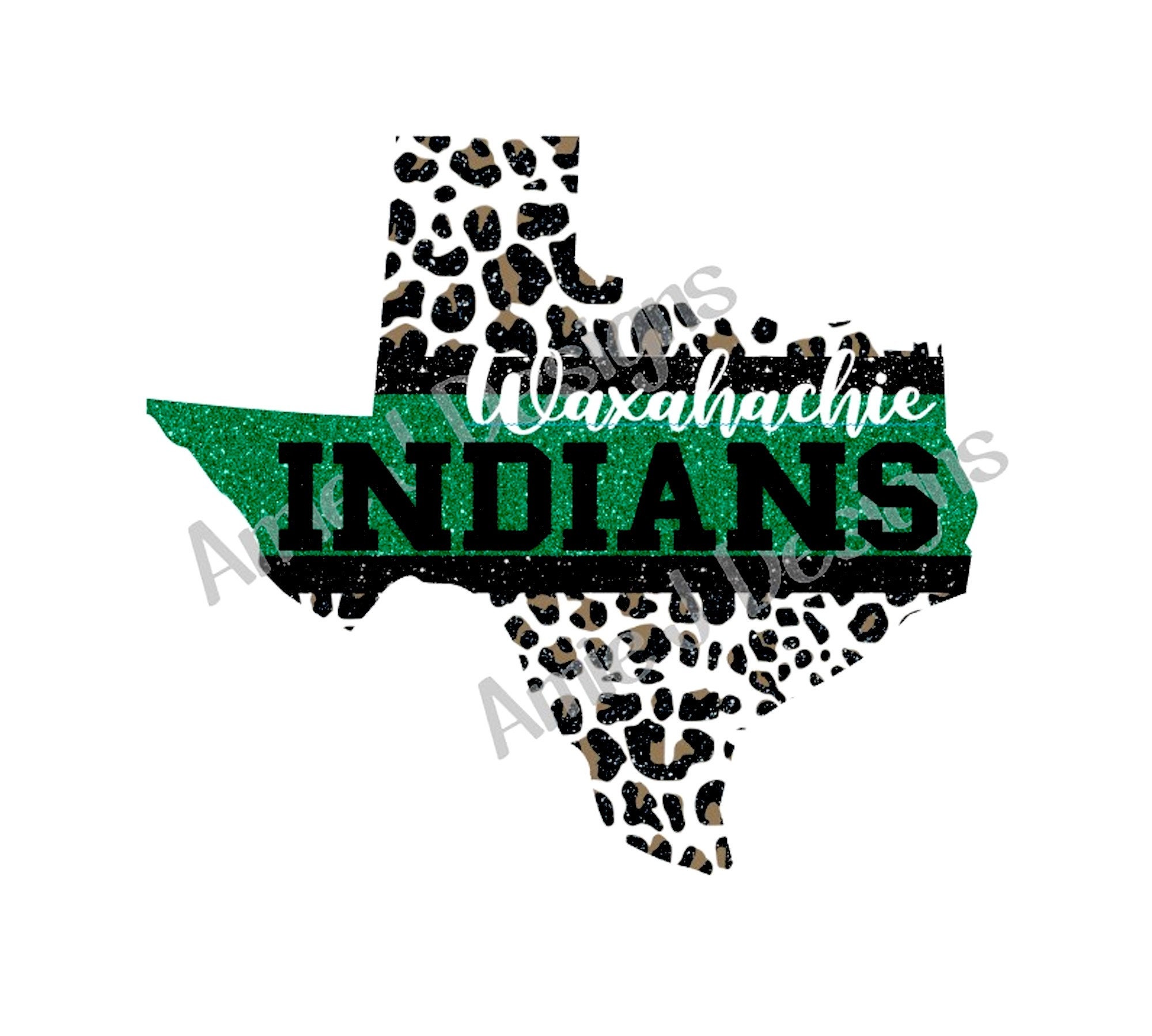 Waxahachie Indians Green and White Glitter Texas PNG Etsy
