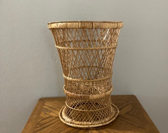 Vintage wicker plant stand
