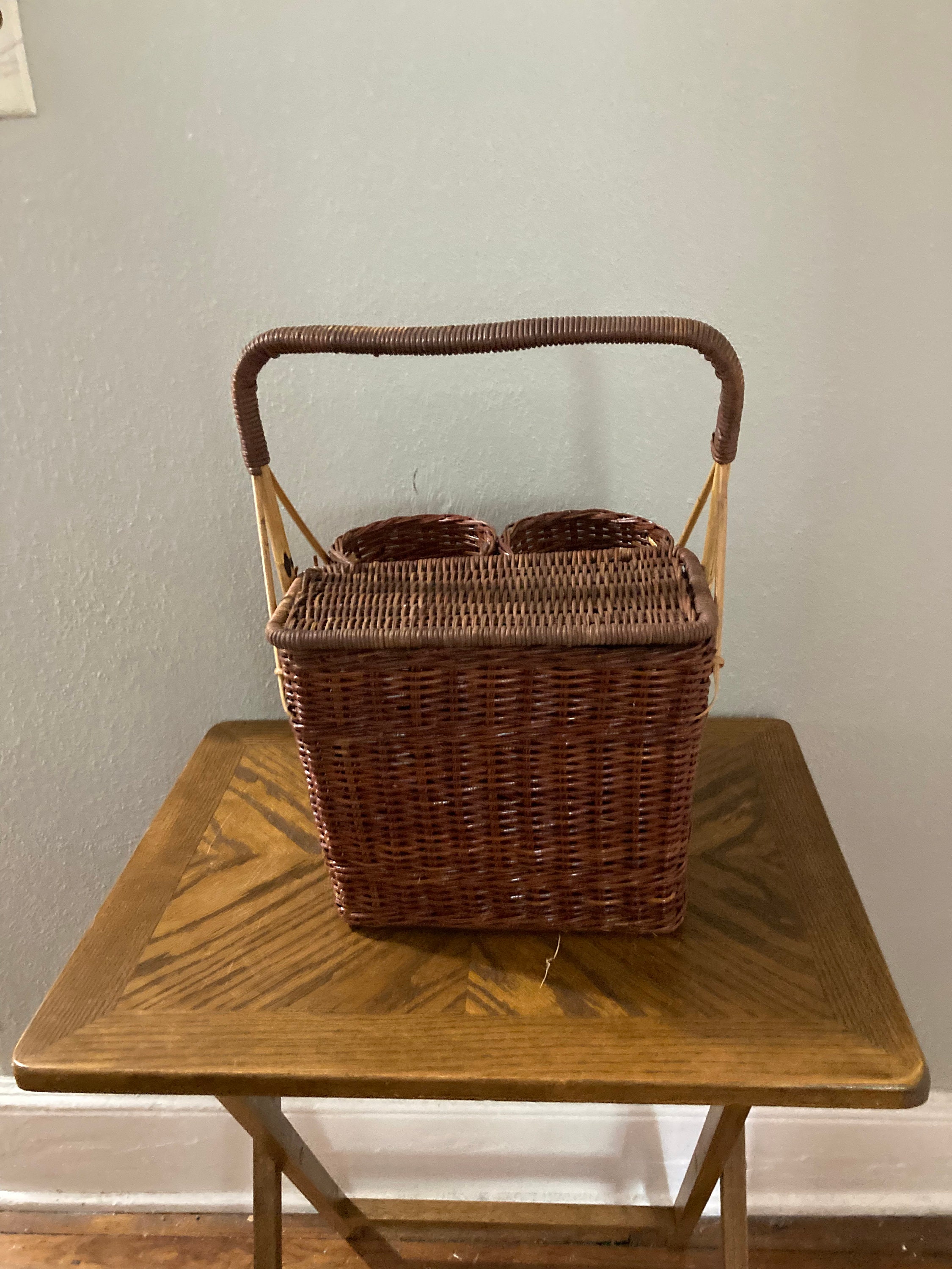 Vintage Wine Picnic Basket Wicker Picnic Basket 2 Bottle Etsy