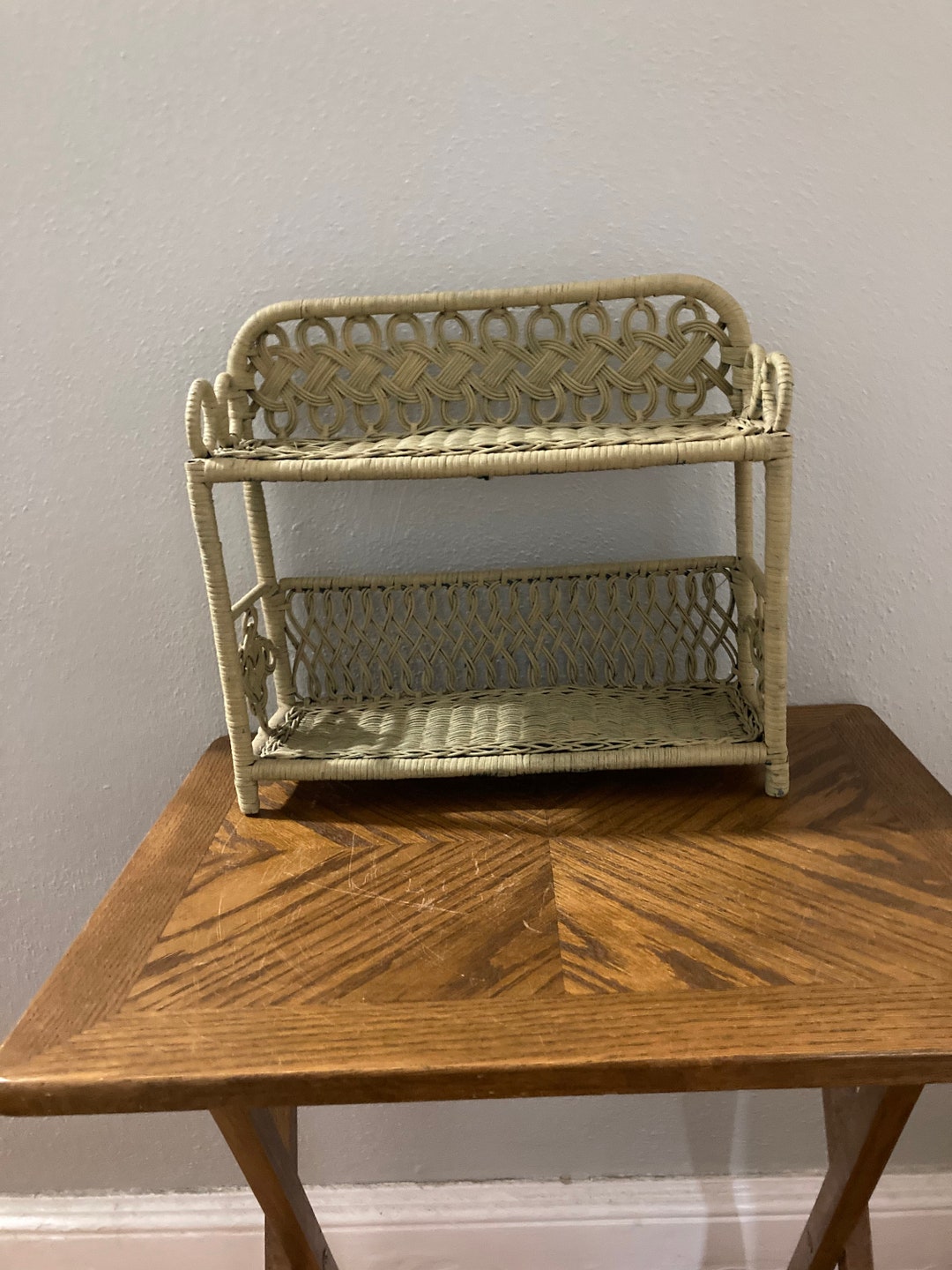 Vintage Wicker Shelf Display Shelf Wicker Curio Shelf Etsy