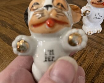 Vintage Bonzo Dog Ceramic Salt & Pepper Shakers - 1940s Japan - Etsy