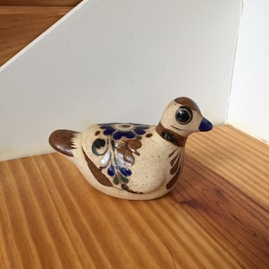 Vintage tonala, Mexican pottery bird, vintage pottery bird, decorative bird figurine