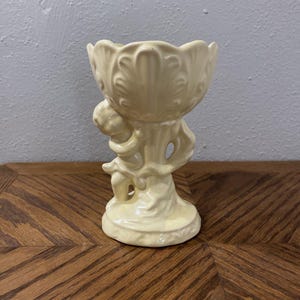 Vintage Yellow Angel Cherub Vase Planter