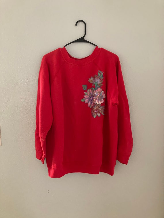 vintage Christmas sweatshirt, puffy paint with poi