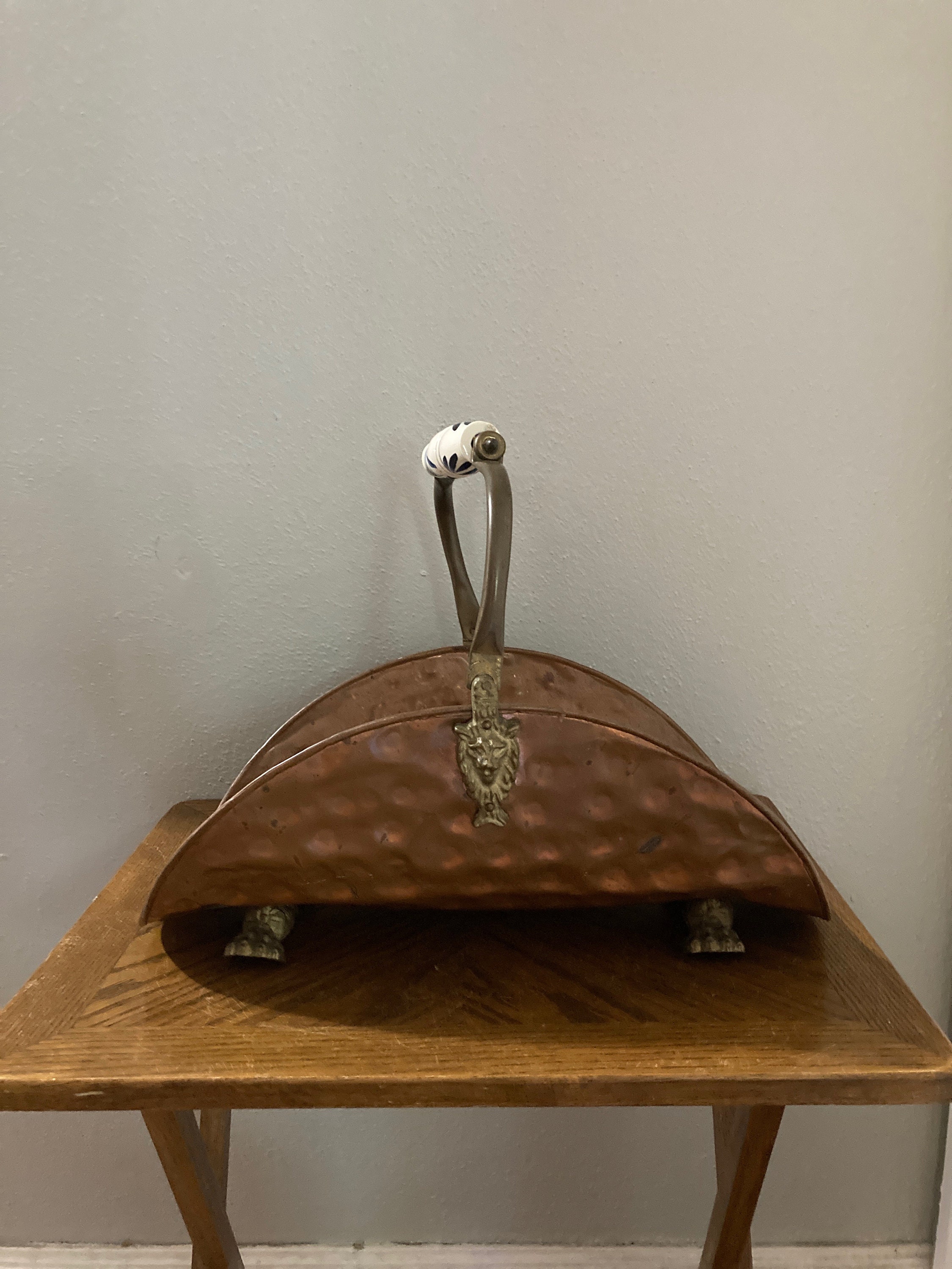 Copper firewood holder hammered copper log holder fireplace decor made in Holland