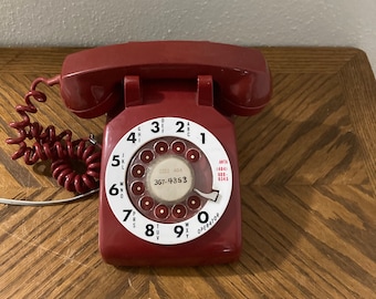 Vintage rotary phone, red phone, bell system rotary phone, western electric phone, rotary telephone, vintage telephone, emergency phone