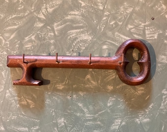 Wooden key hook, wall key hanger, key hook, wood key holder, shaped like a key, wall mounted