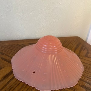 Vintage art deco glass light fixture, frosted pink glass light fixture, vintage glass, pink light shade, lamp shade