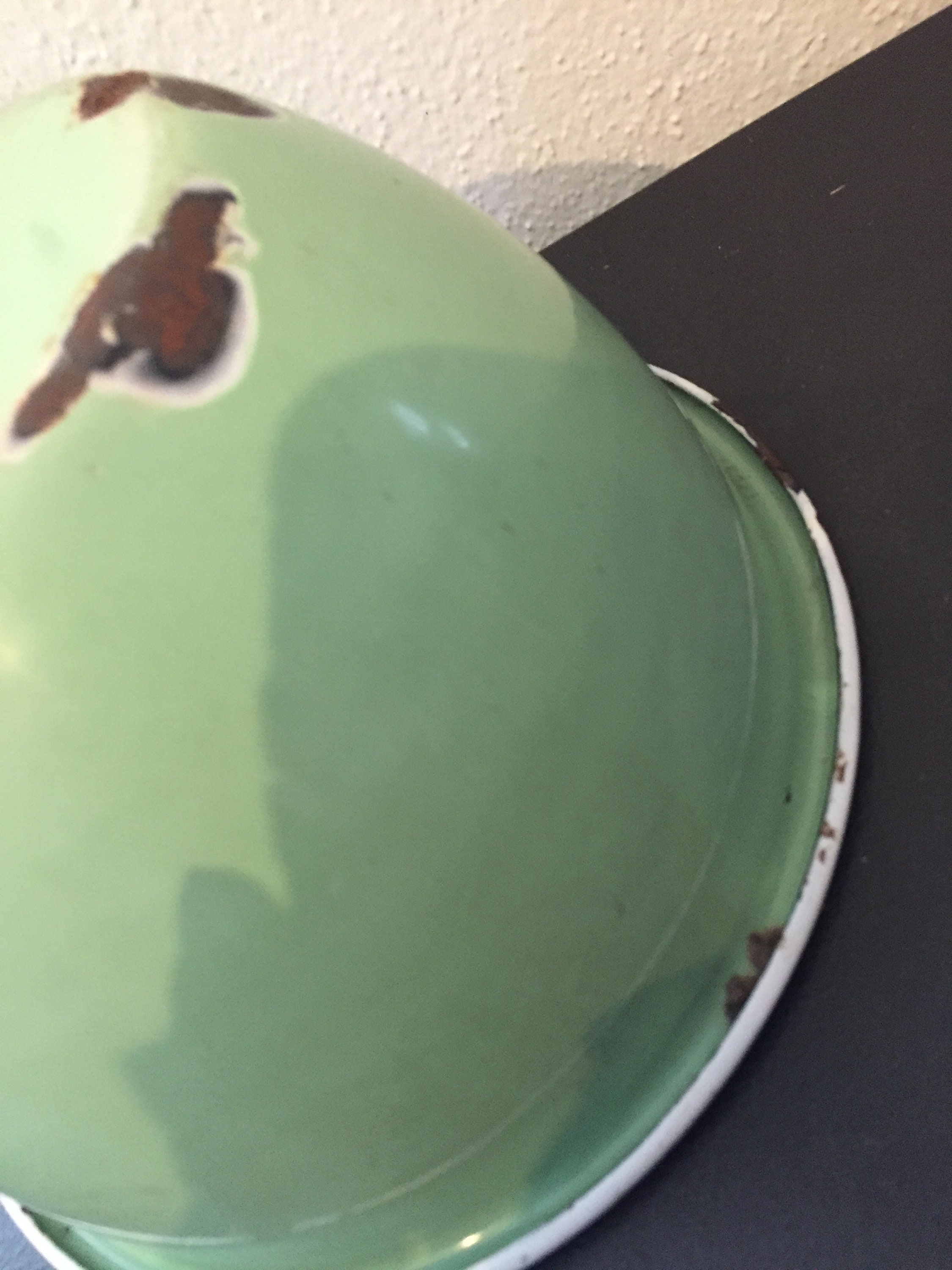 Vintage Green Enamel Bowl Green and White Enamel Bowl Rustic Etsy