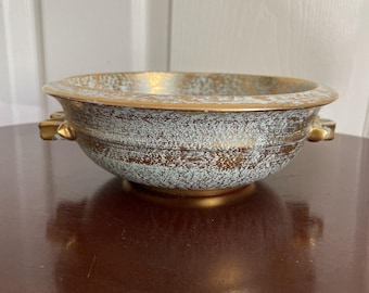 Vintage Stangl Keramik Doppel-Henkel 20cm Gold Aqua #5079