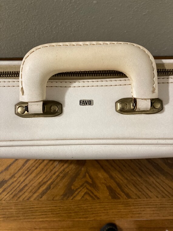 vintage small white suitcase, soft sided luggage,… - image 3