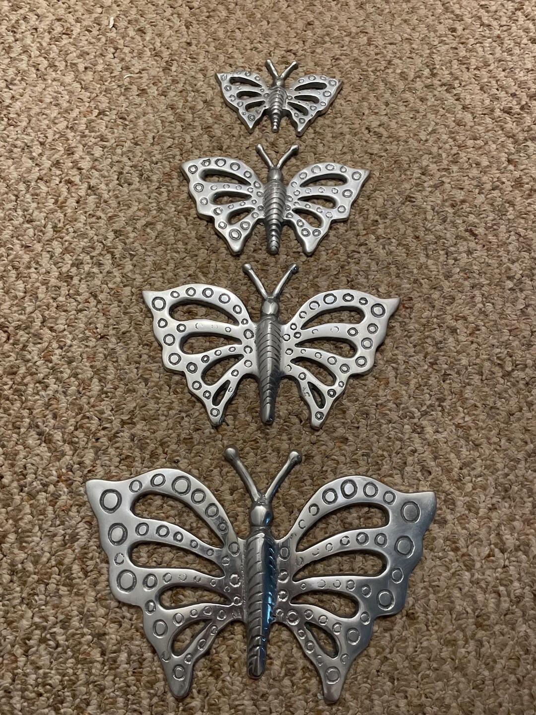 Vintage Silver Metal Butterfly Wall Decor, Set of 4 - Etsy