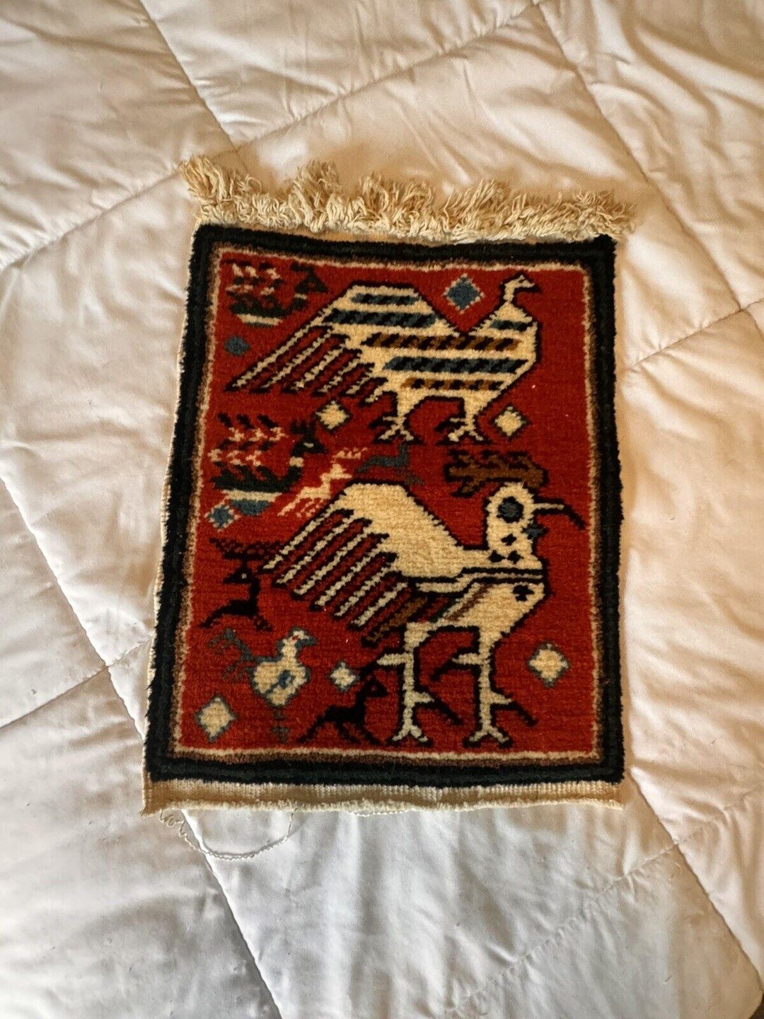 Vintage Hand Knotted Afghan Pastoral Rug Small 12x10 Handmade - Etsy
