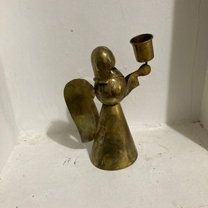 Vintage Christmas candle holder, Angel candlestick, brass Angel candle holder, Christmas decor