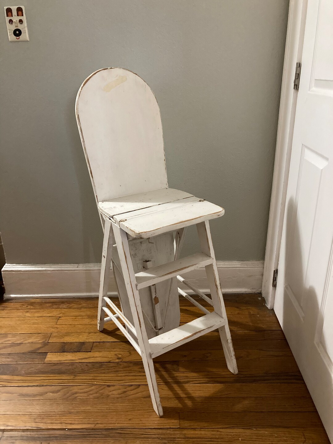 Primitive Wooden Ironing Board Chair Step Stool Combo Etsy