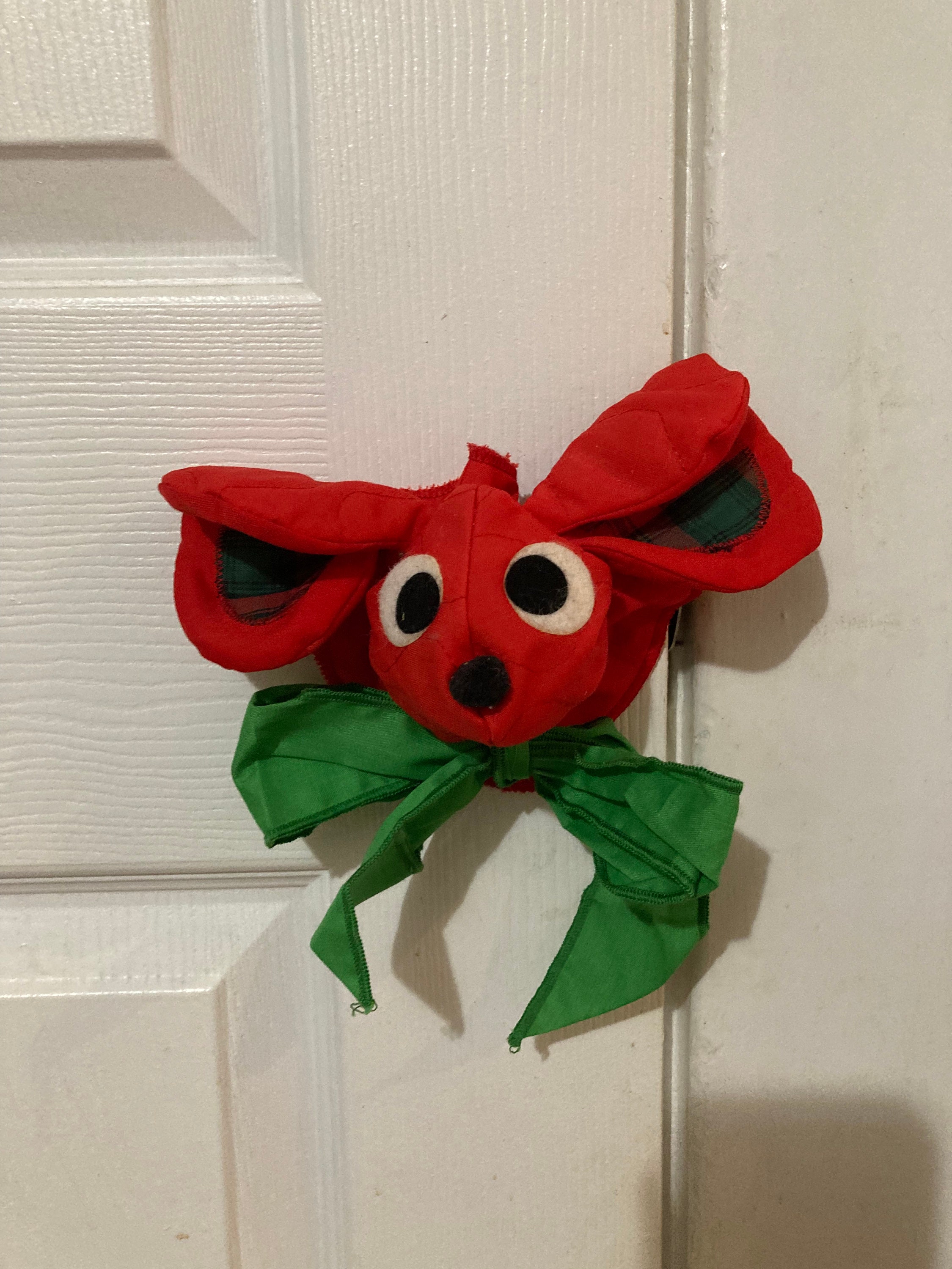 Vintage Deer Doorknob Puppet Red Reindeer Decor Needle in a Etsy