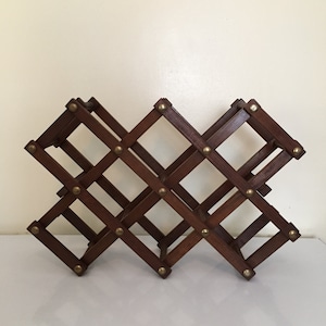 Casier à vin en bois accordéon vintage - Porte-alcool 10 bouteilles