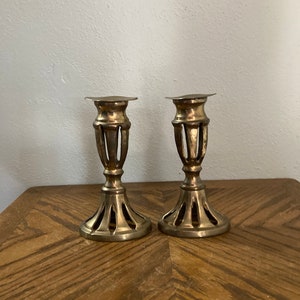 vintage brass candlesticks, pair of candlesticks, brass candle sticks, taper candlesticks, candle holders, set of 2