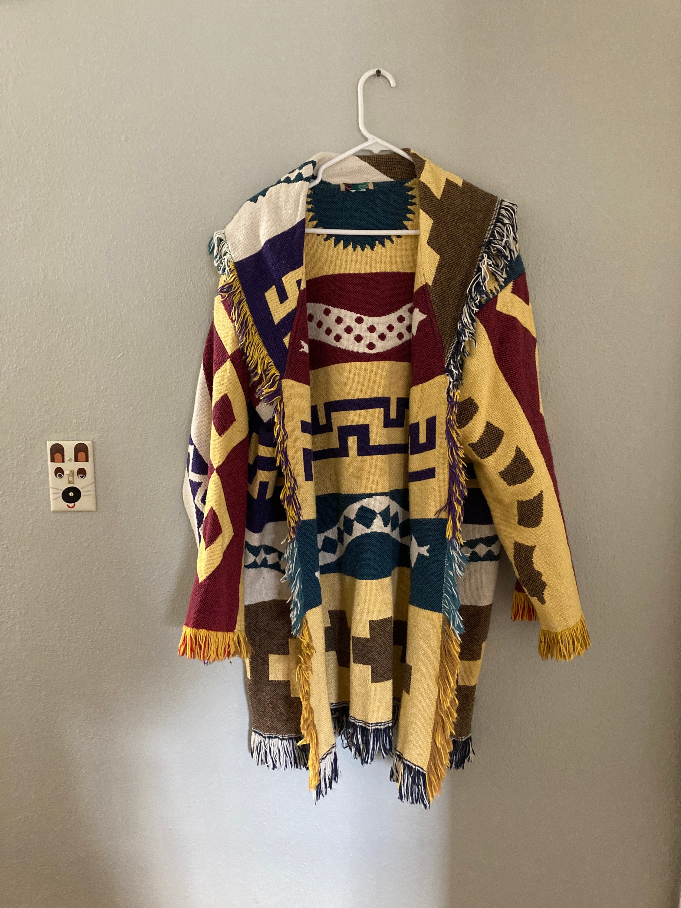 fringed blanket coat