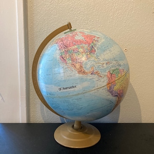 Vintage world globe, 12 inch globe, Globemaster, office globe, globe on metal stand