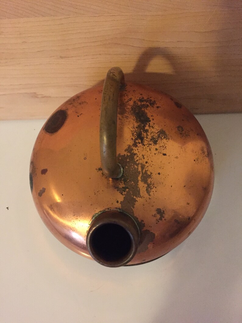 rustic copper teapot Vintage copper and brass teapot copper kitchen, coffee pot copper coffee kettle farmhouse kettle