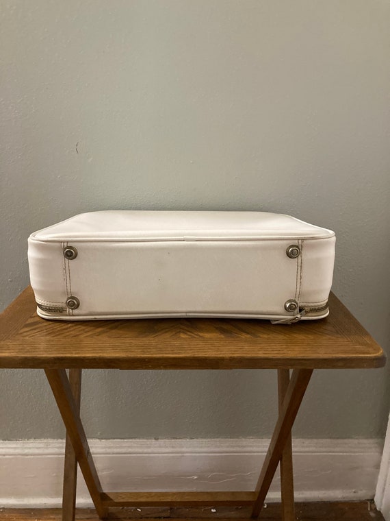 vintage small white suitcase, soft sided luggage,… - image 6