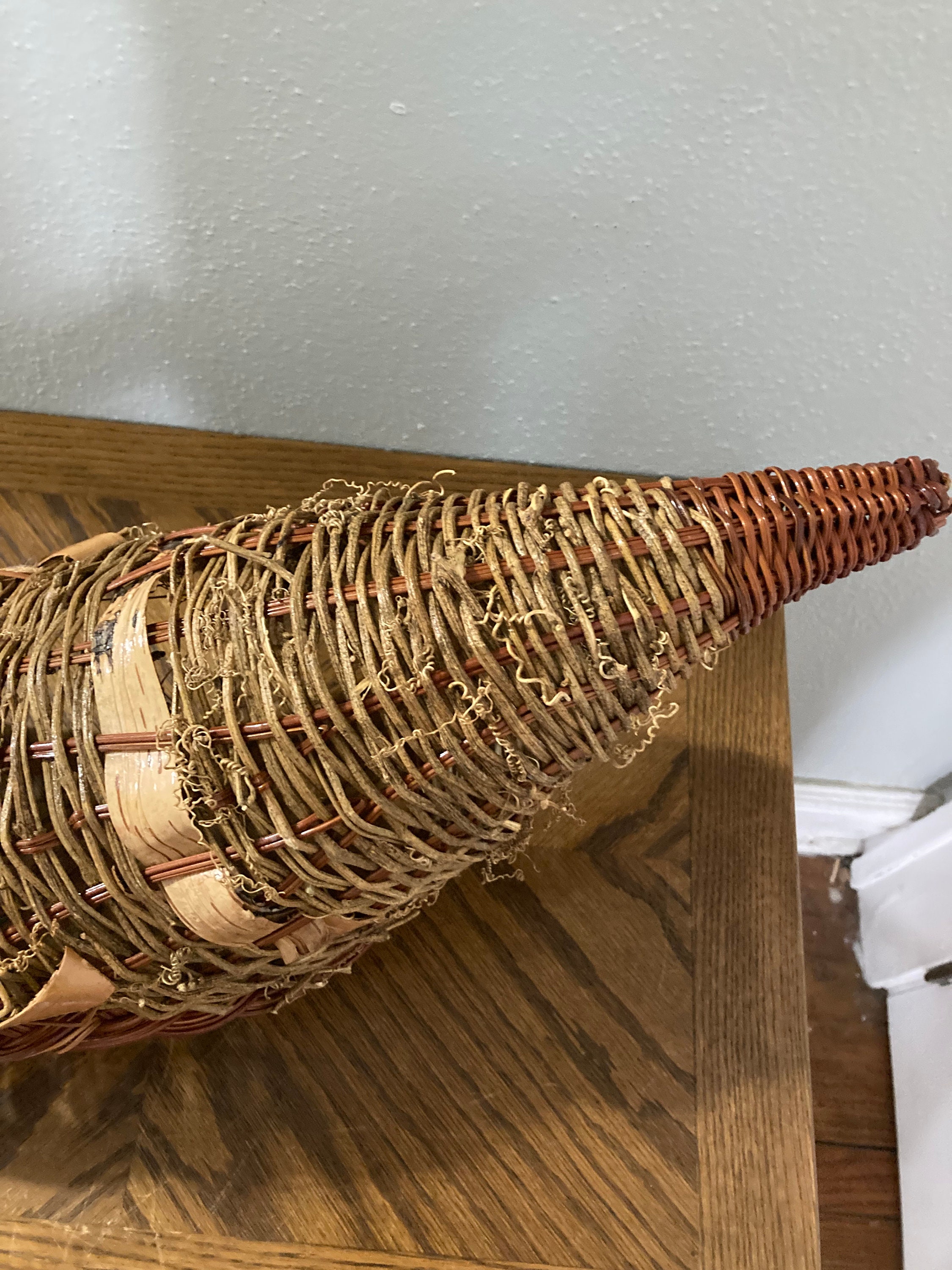 Vintage Wicker Cornucopia Wicker Decor Thanksgiving Etsy