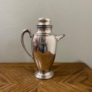 Silver plated cocktail shaker, vintage cocktail shaker, vintage bar, bar decor, large cocktail shaker