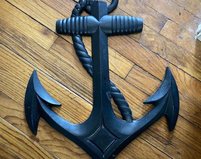 Vintage Large Black Metal Anchor Wall Decor Nautical Decor Etsy