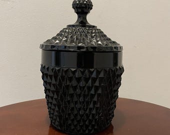 Indian Glass Black Diamond Point Ice Bucket Gothic Apothecary