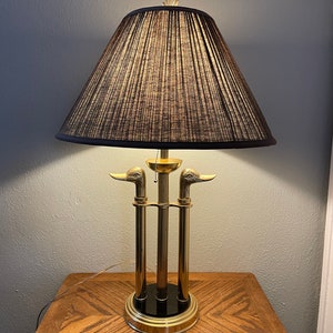Vintage brass duck lamp, two headed duck lamp