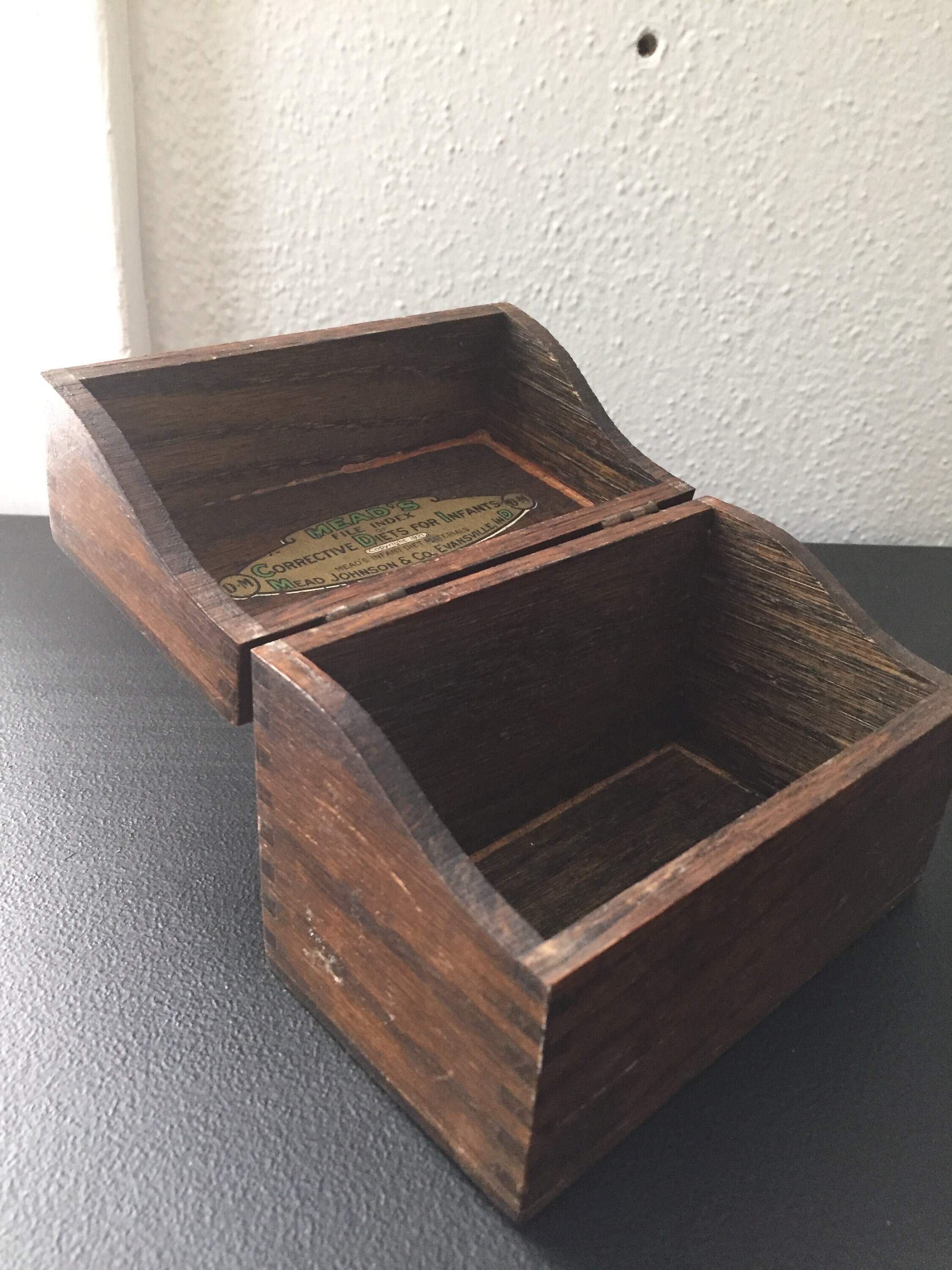 Wooden file box recipe box vintage recipe box Mead's Etsy
