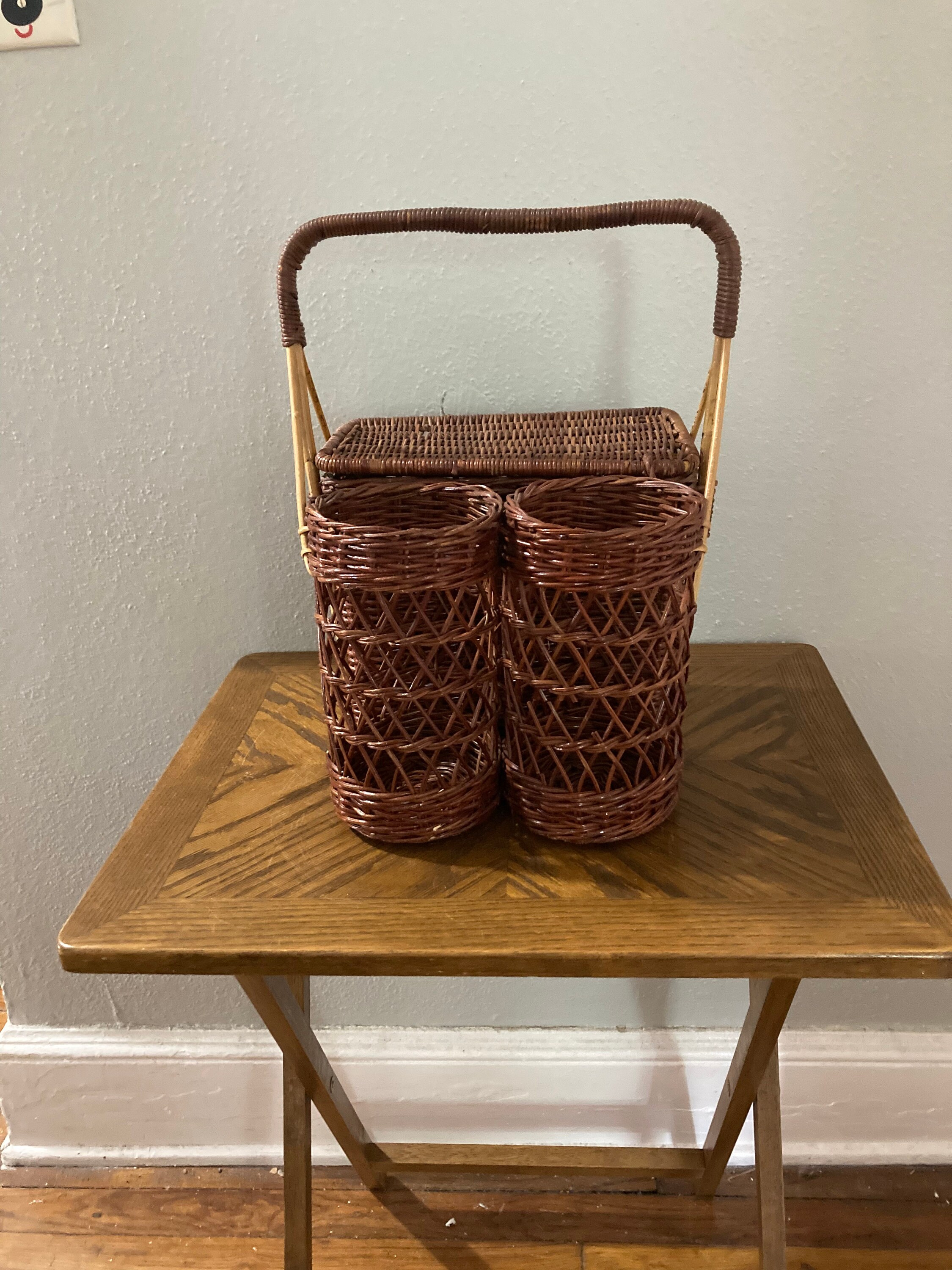 Vintage Wine Picnic Basket Wicker Picnic Basket 2 Bottle Etsy
