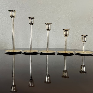 vintage brass candlesticks, brass candle sticks, taper candlesticks, candle holder, set of 5