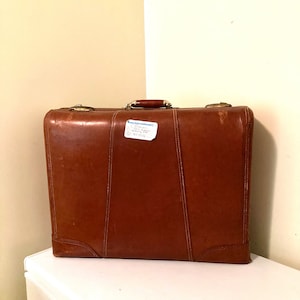 vintage leren koffer, Platt Guardsman koffer, grote leren koffer, bagage uit het midden van de eeuw
