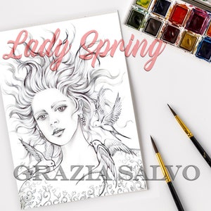 coloring book grazia salvo, lady spring coloring book, coloring pages