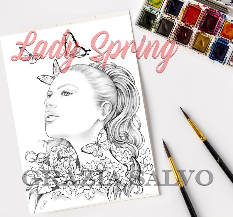 coloring book grazia salvo, lady spring coloring book, coloring pages