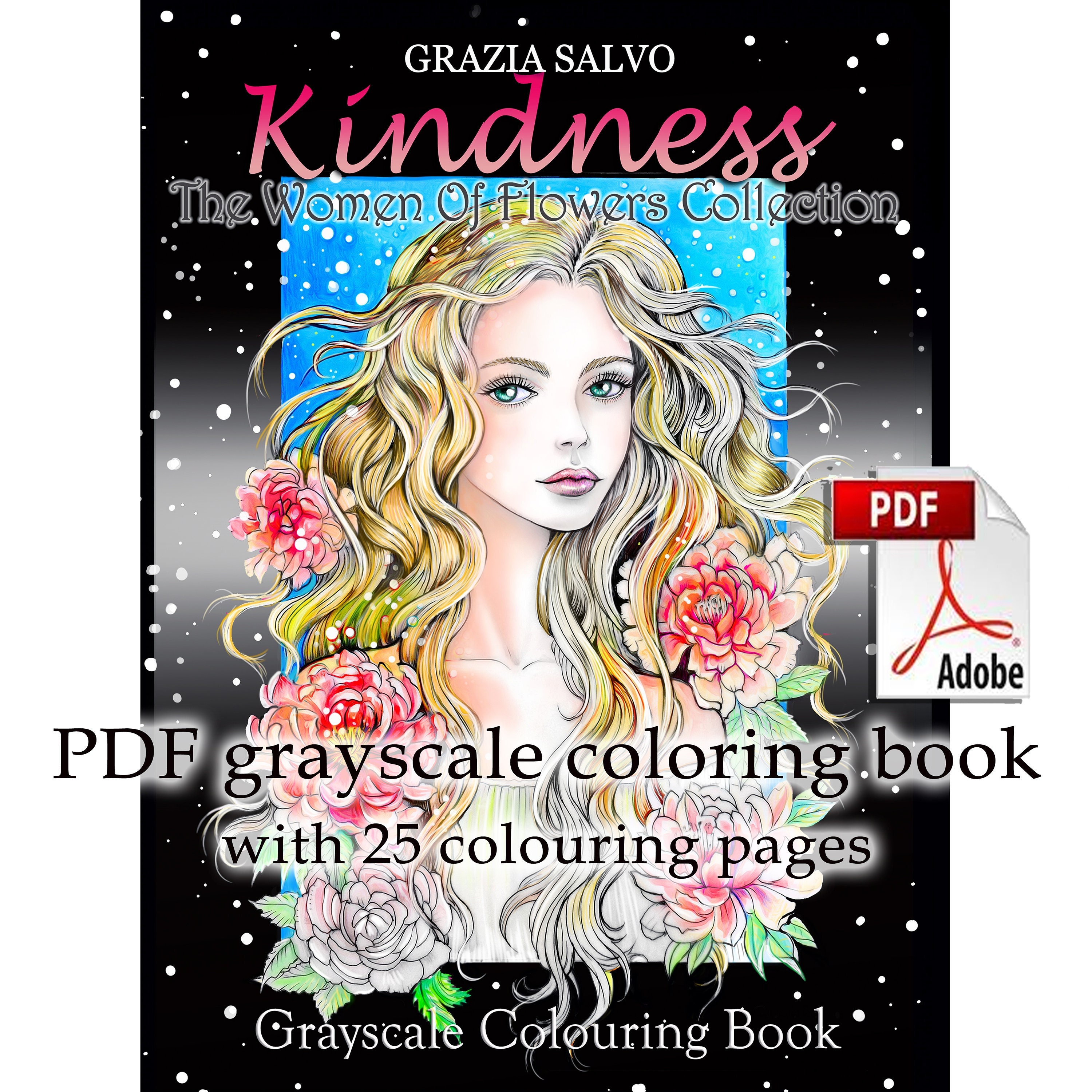Kindness. the Women of Flowers Collection. Printable Grayscale - Etsy