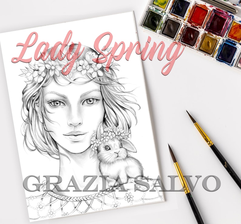 coloring book grazia salvo, lady spring coloring book, coloring pages